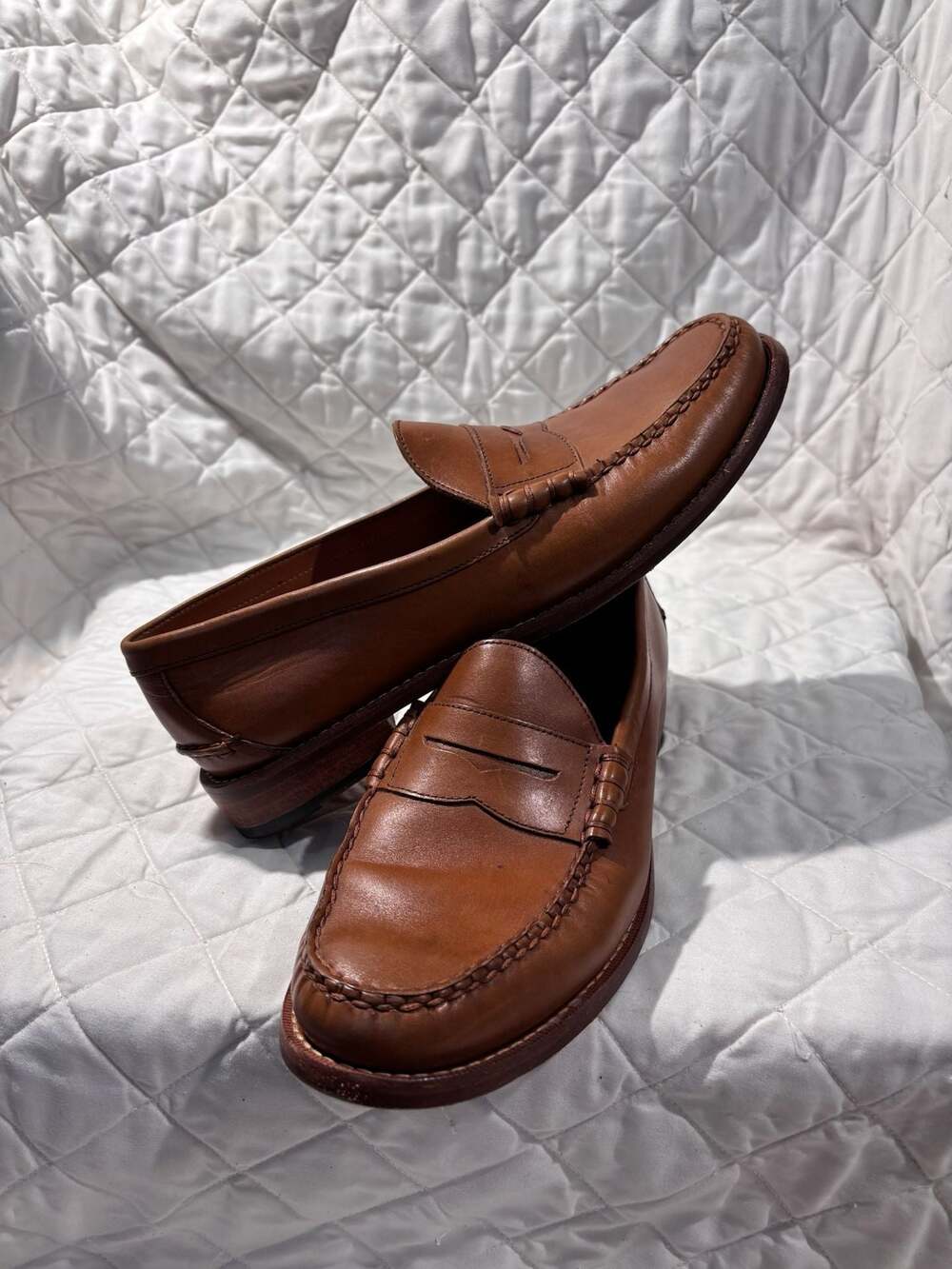 Johnston & Murphy Penny Loafers in Burnished Tan Leather